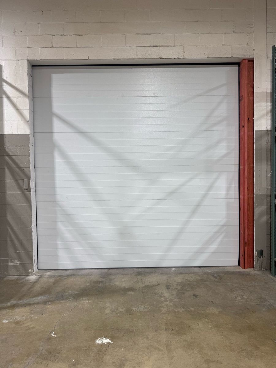 Insulated commercial sectional door, freshly installed