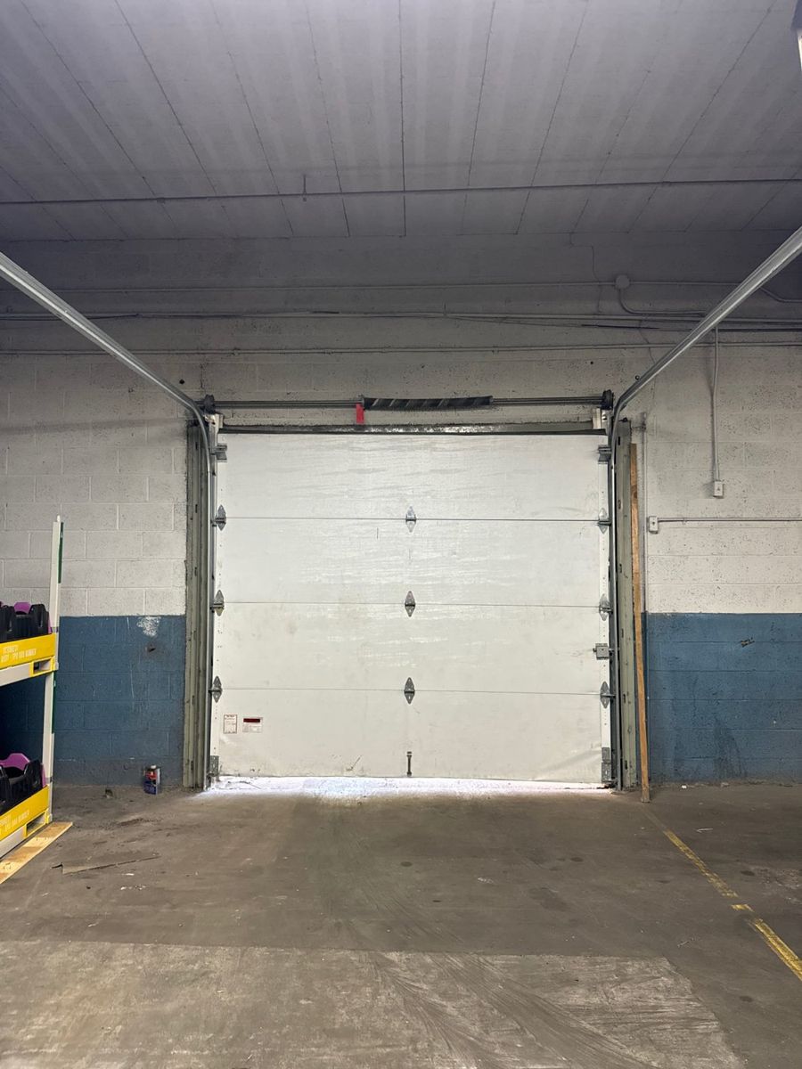 White insulated sectional door, interior view
